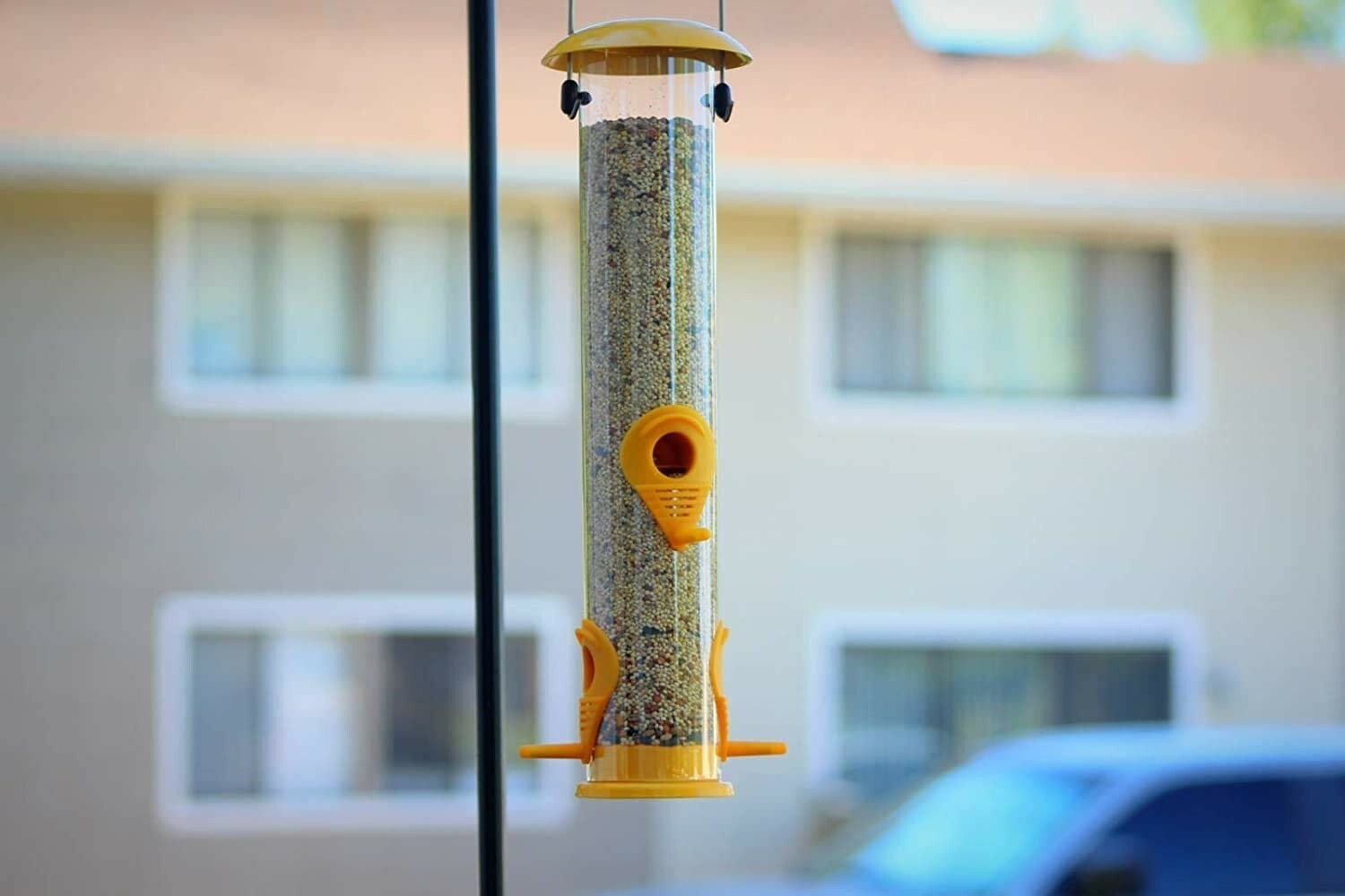 1 Pack Ashman Bird Feeder Yellow Color Metal Top and Bottom, Spacious Design gallery