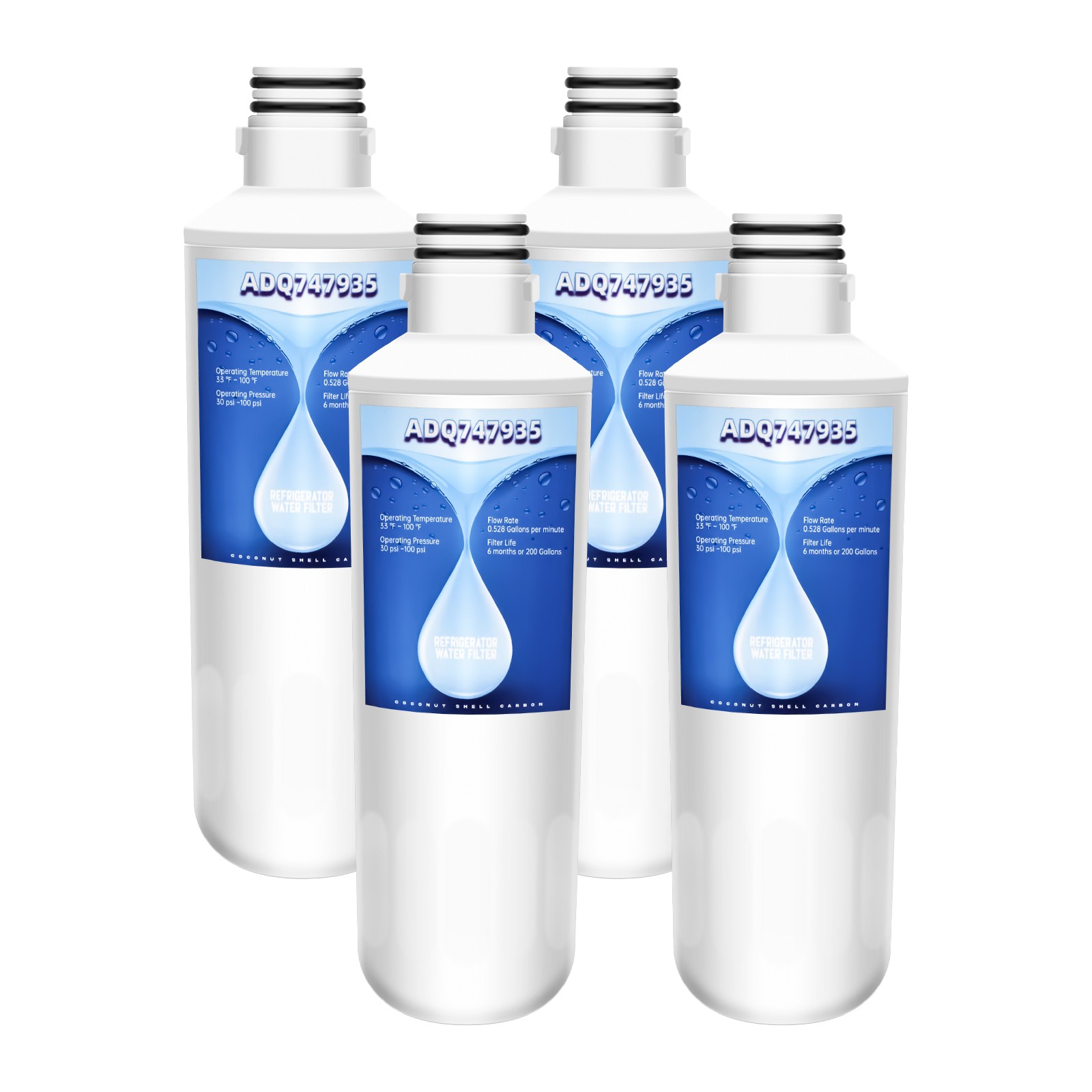 4 Pack Refresh Refrigerator Ice Water Filter For LG LT1000P ADQ747935 Brand New gallery