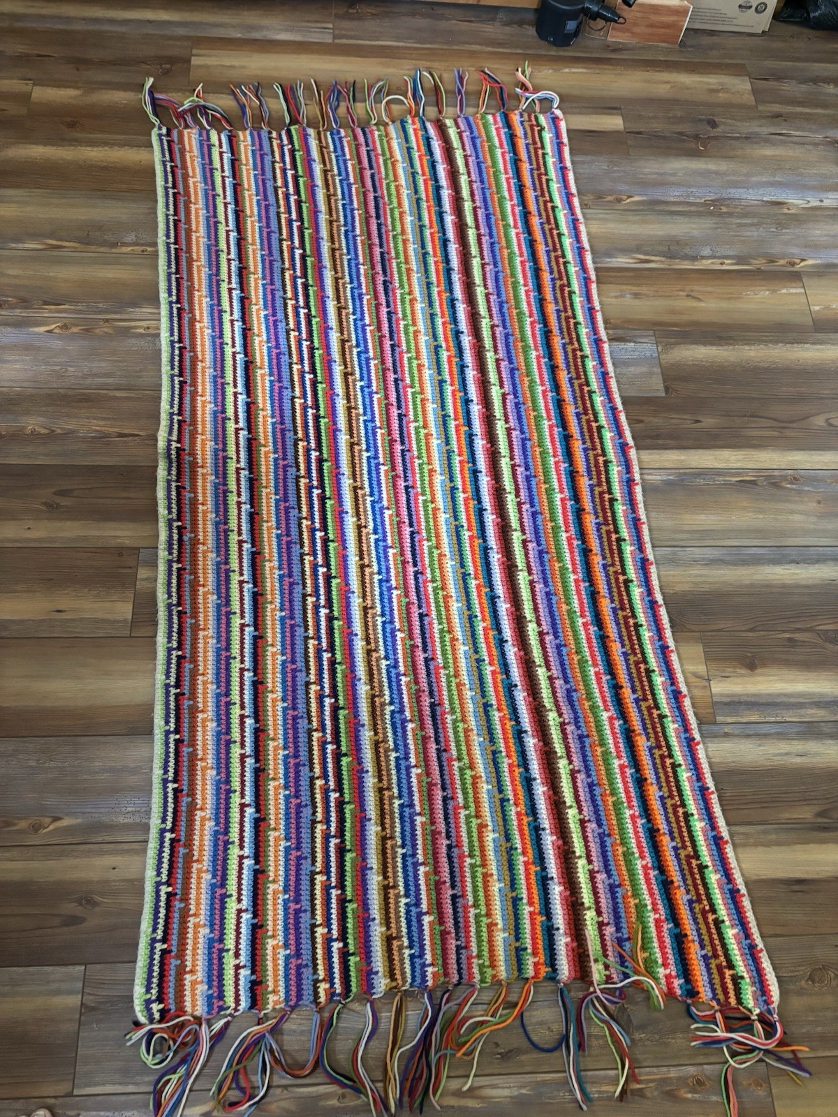 Crochet Oversized Throw Blanket Afghan Homemade 64”x32” Multi-Color Stripe gallery