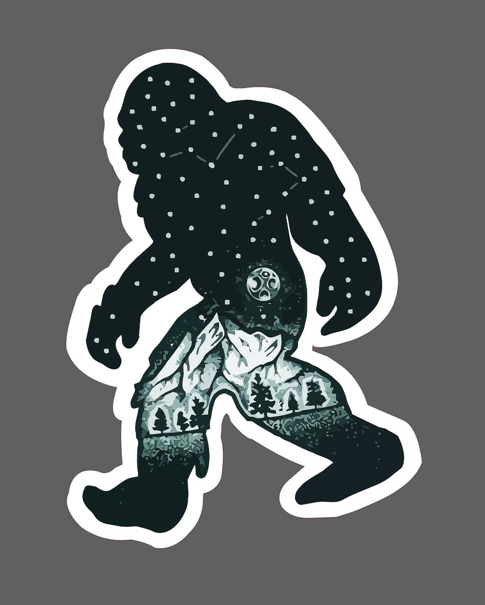 Bigfoot Sticker Night Forest Waterproof - Buy Any 4 For $1.75 Each Storewide! gallery