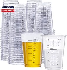 10 Oz Clear Plastic Measuring Cups [25 Count] Disposable Multipurpose Cups