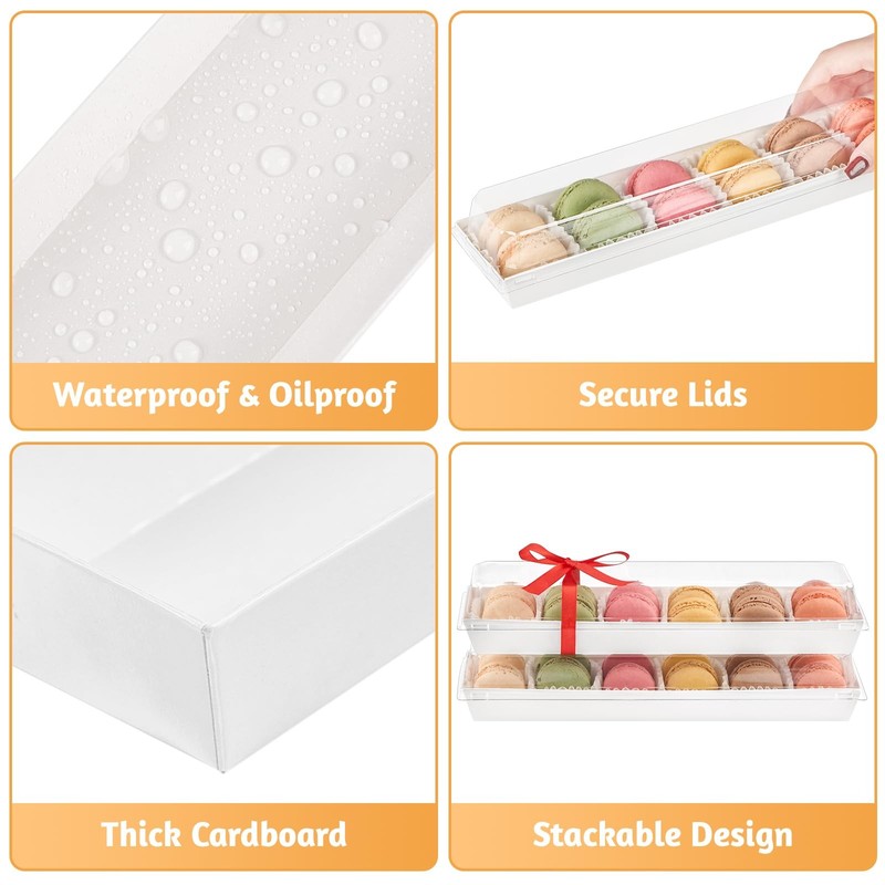 25 Pack Paper Strawberry Boxes with Clear Lids, 12 x 2.6 x 2 Inches White Lon... gallery