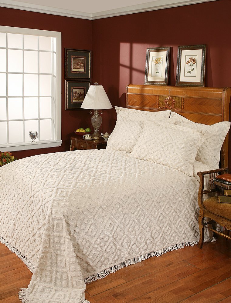 DIAMOND TUFTED CHENILLE BEDSPREAD, ALL COTTON gallery