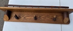 36” Solid Oak Wall Hanging Display Shelf Amish Made Coat Rack Cabin Farmhouse