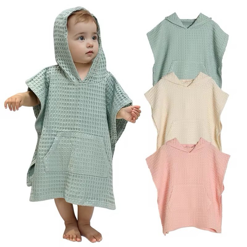 Beach Poncho Towel Child Bath Pool HOODED 100% Organic Cotton for Kids 0 to 10 y gallery