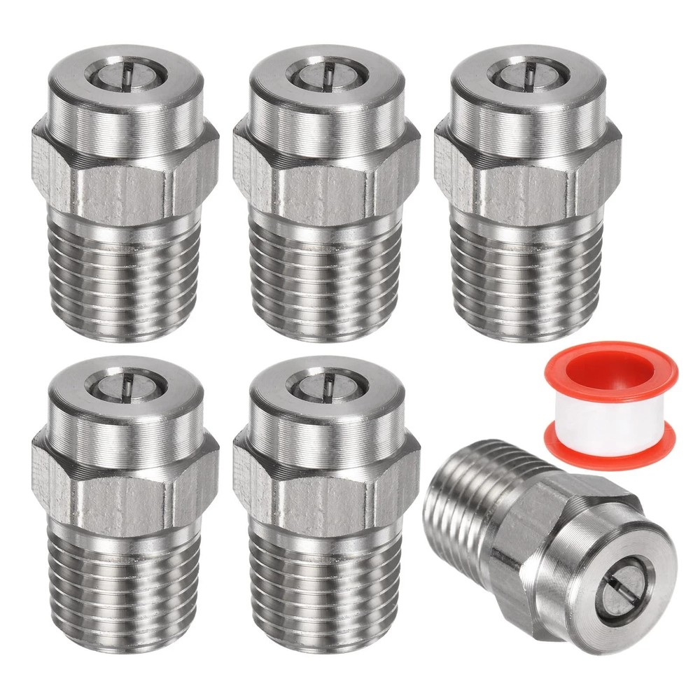 6 Pack Surface Clean Tips - 40 Degree 1/4" NPT Male Pressure Washer Nozzles C...