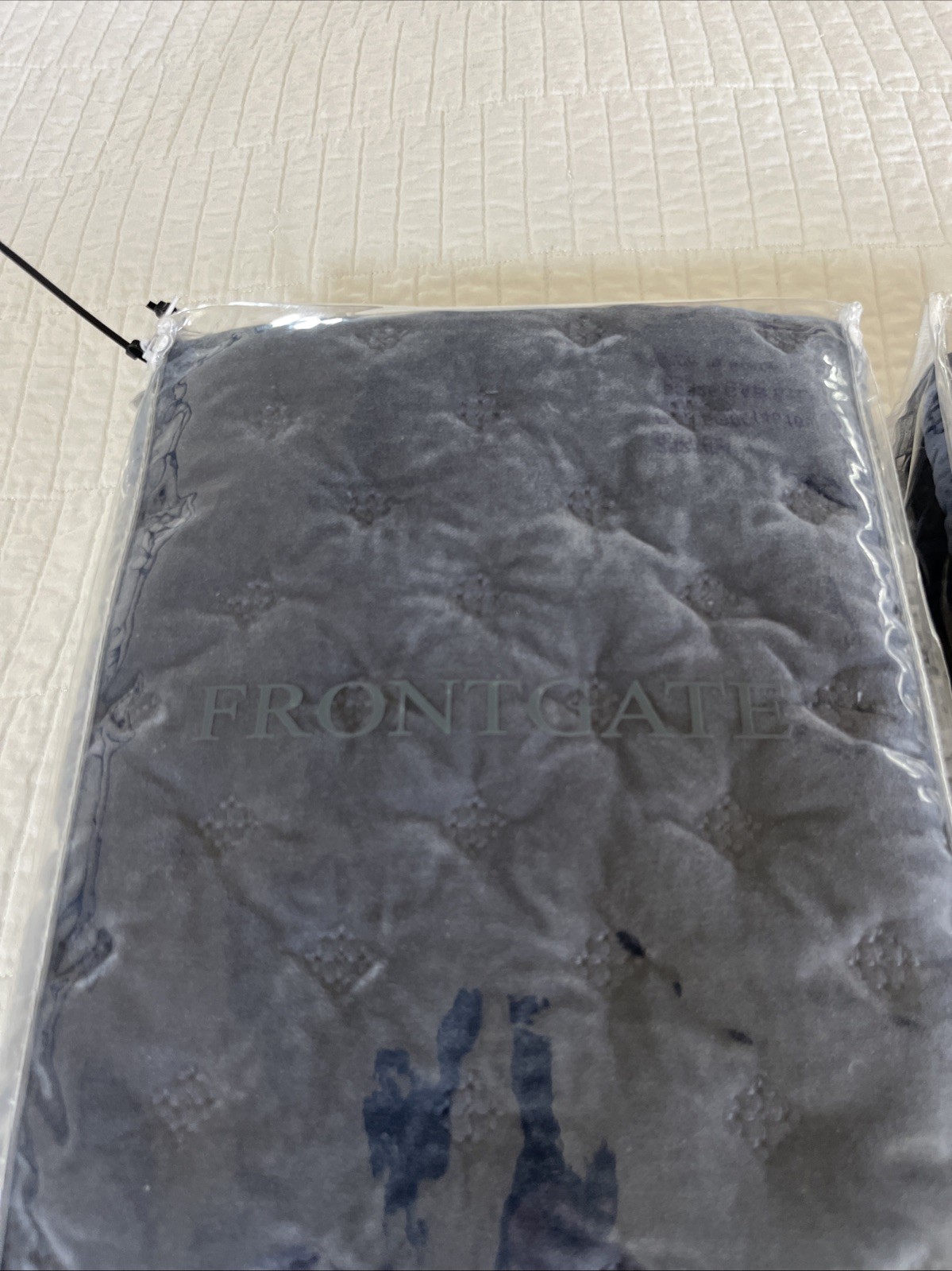 2 New FRONTGATE Rumi Velvet STANDARD Shams Cadet Blue Pair gallery