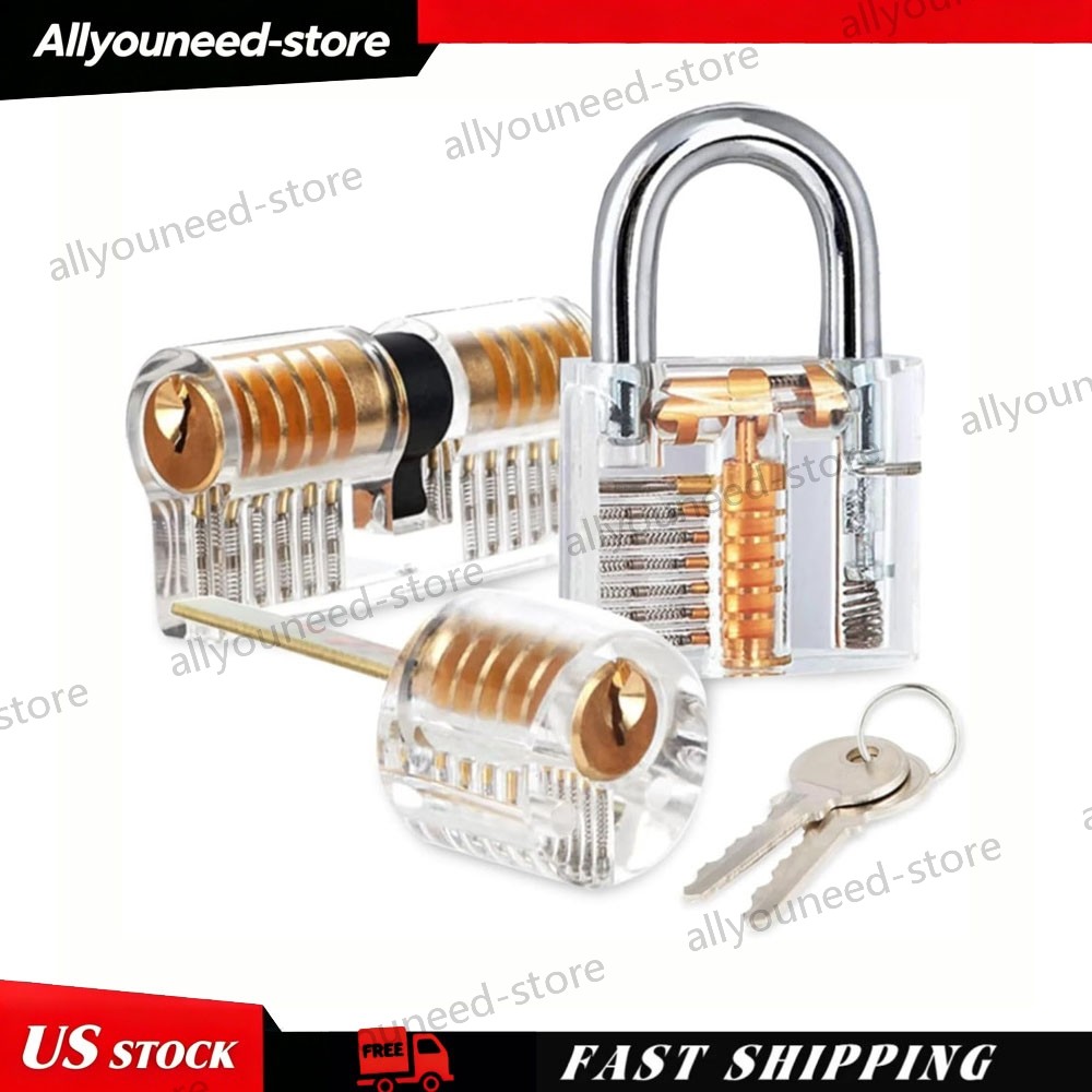 3Set Acrylic CLEAR Practice Lock Transparent Cutaway Pin Tumbler Lock gallery