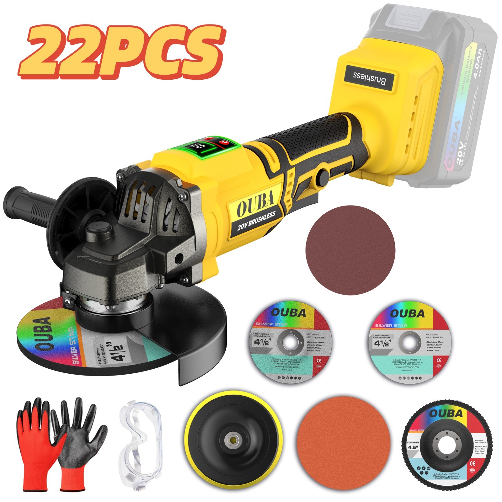 Cordless Angle Grinder Compatible Dewalt 20V MAX Battery 4-1/2" to 5" Brushless gallery