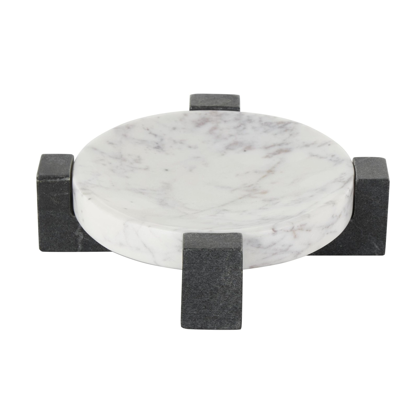 Deco 79 Marble Geometric Living Room Decor Tray Round Ottoman Tray with Black... gallery