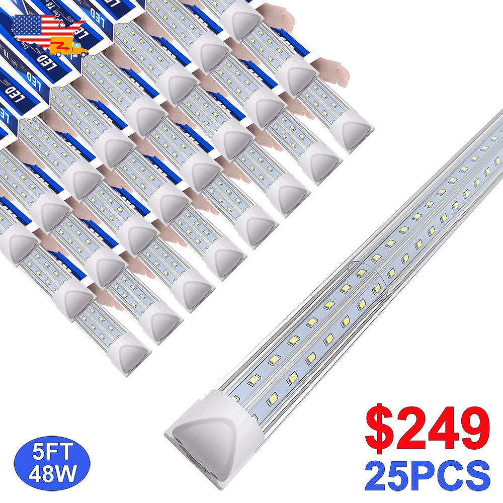 5 Ft Led Bulbs 48W V-Shape Linkable 6500K 25 Pack For Garage Ceiling Led Lights gallery
