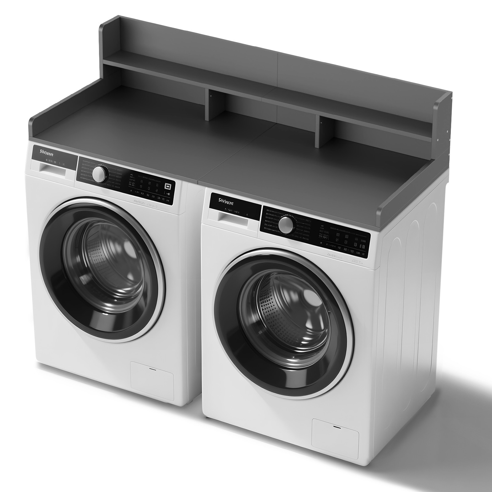 2-Tier Washer Dryer Countertop, 54" W x 27.5" D Wood Shelf Topper with Edge gallery