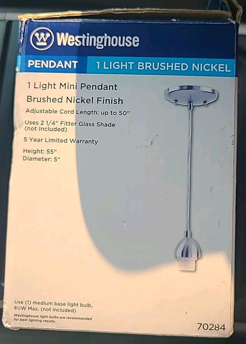 Westinghouse Mini Pendant Light Kit Nickel Finish Hardware Included Silver 70284 gallery