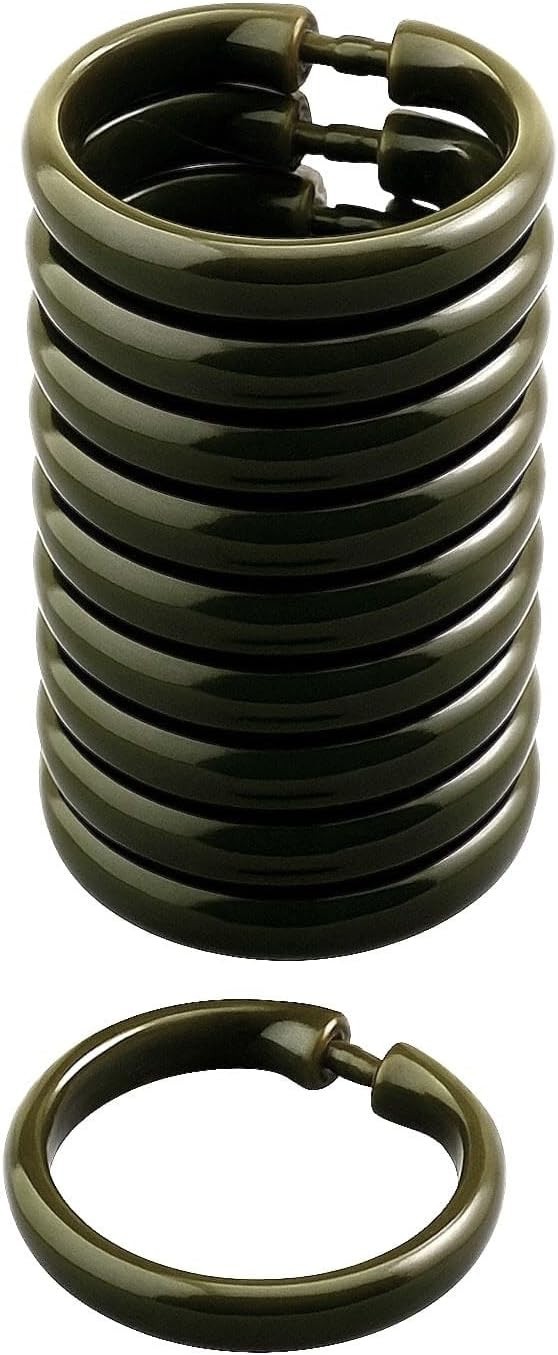 12-Piece Plastic Shower Curtain Rings – Dark Olive Green gallery