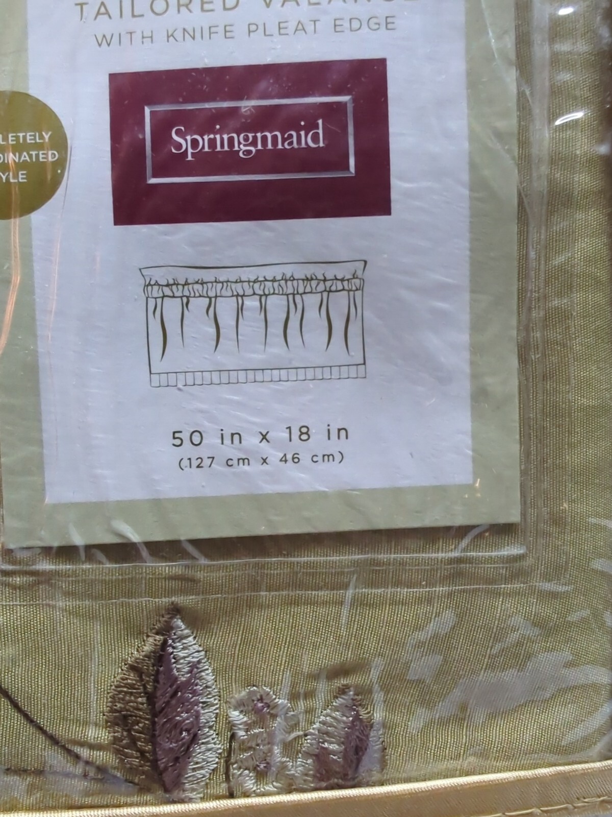 Springmaid Tailored Ruffled Valance w Knife Pleat Edge, Garden Embroidery 50×18 gallery