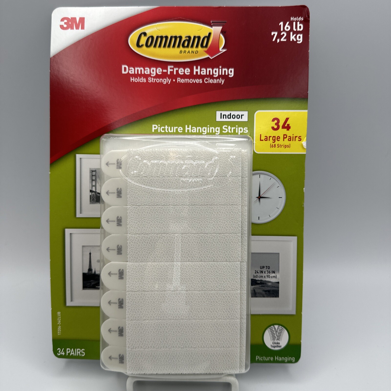 3M Command Picture Hanging Strips Large, 34 Pairs, 68 Strips, Hold 16 lbs Indoor gallery