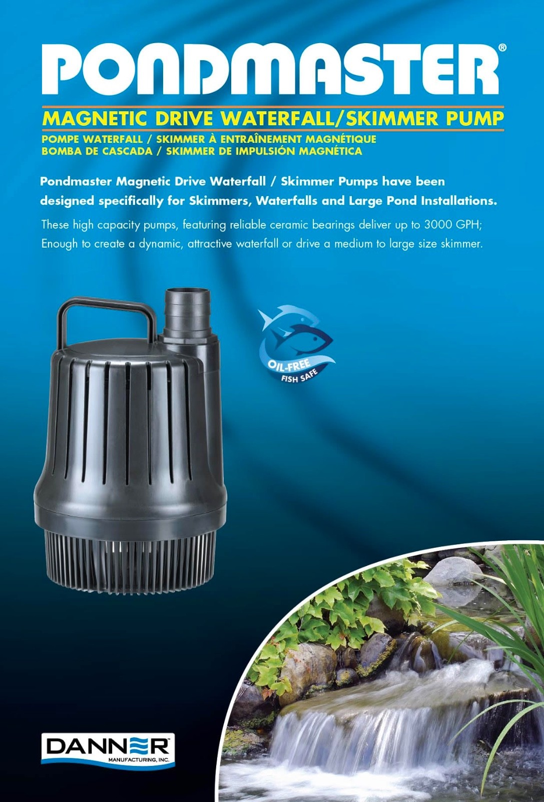 3000 GPH MDWP30 MAGNETIC DRIVE DANNER PONDMASTER 3000 WATERFALL-SKIMMER PUMP NEW gallery