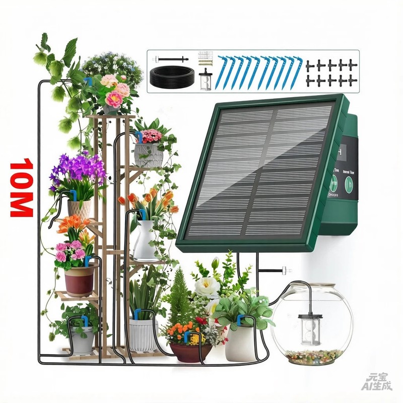 Solar Automatic Watering Kit for Garden Automatic Drip Pipe Watering Garden NB gallery