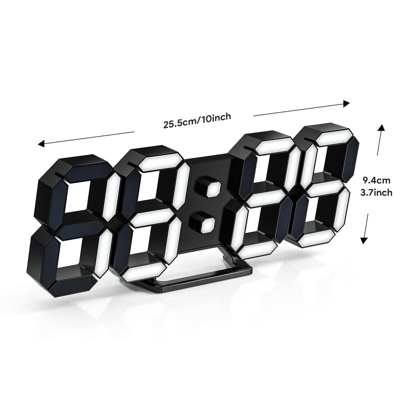 3D LED Clock Desk Alarm Clock Wall Clock with Remote Control, 9.7" LED Electr... gallery