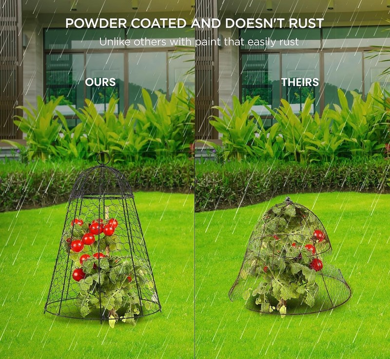 Durable Rustproof Garden Cloches for Plants - 6 Count, 12" x 20" Heavy Duty Mesh gallery