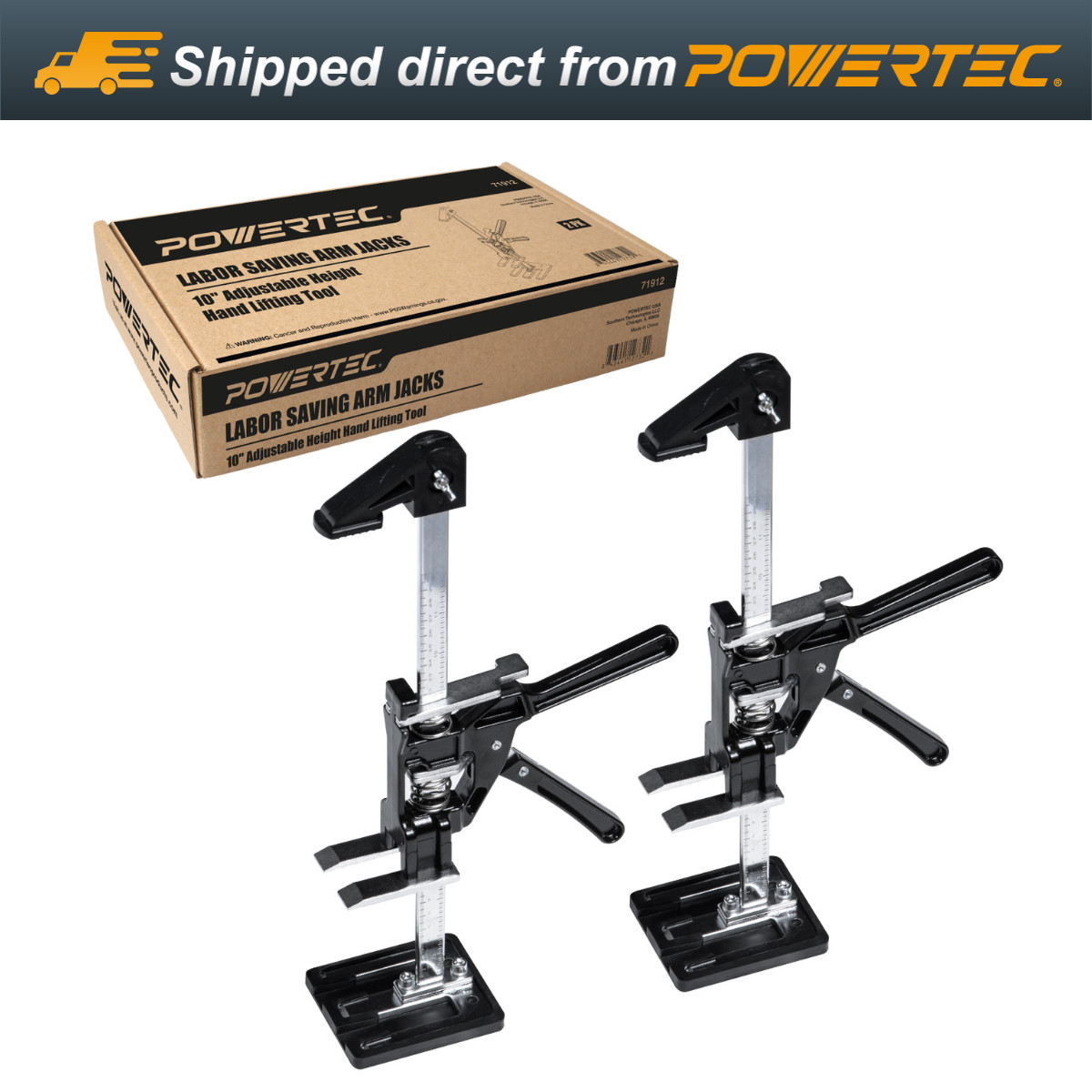 POWERTEC 71912 Labor Saving Arm Jack 2 Pack-220 lbs, 10" Adjustable Height gallery