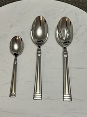 Lenox Stainless Flatware Esquire Serving Spoons Sugar Shell Serving Set Hostess