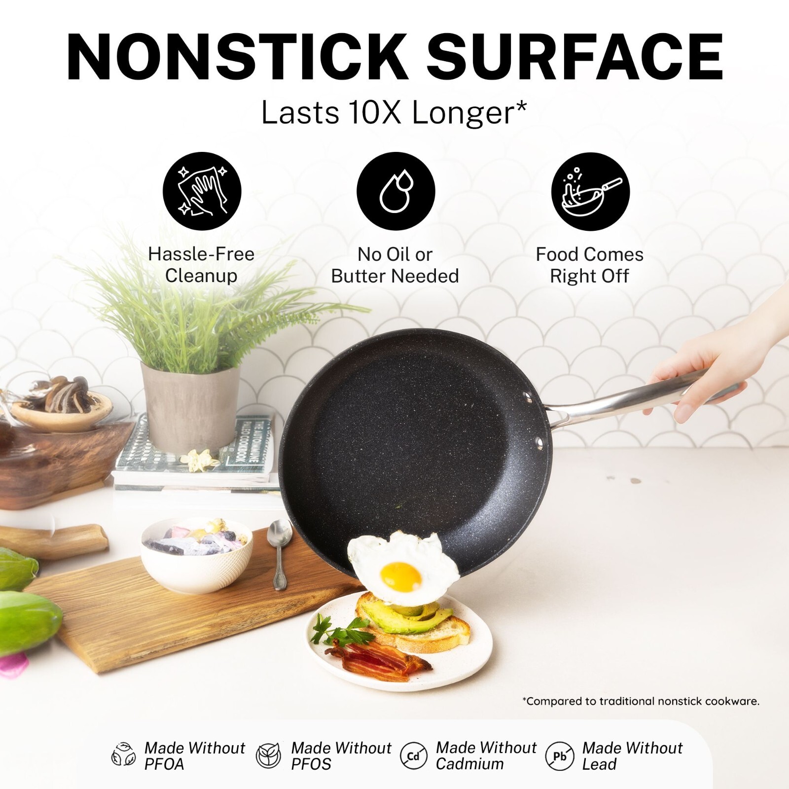 Granitestone Diamond Round Nonstick Fry Pan with Cool Touch Handle - 10'' & 12'' gallery
