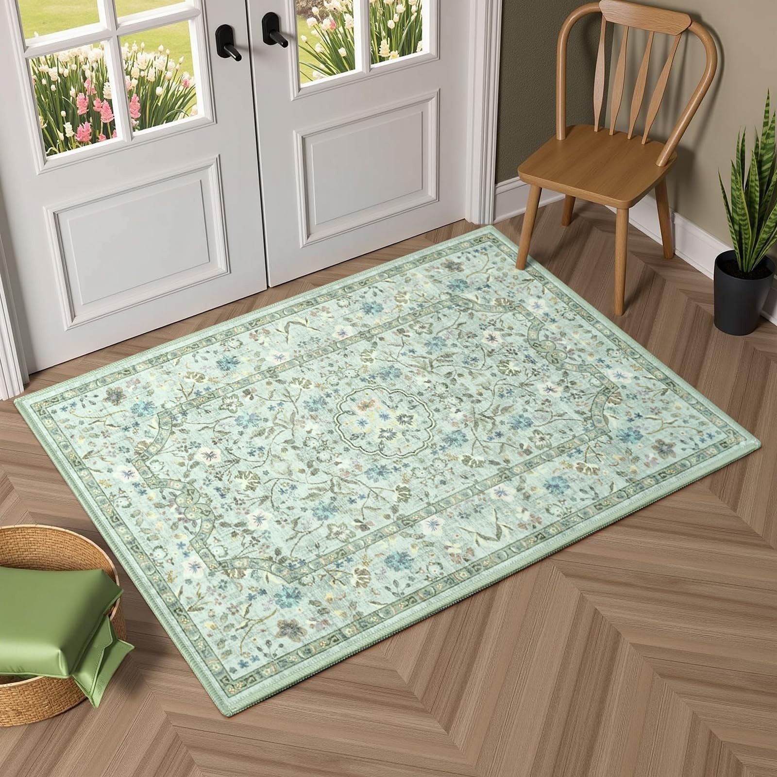 Vasofe 2x3 Area Rug for Bedroom, Small Rugs 2' x 3' (Rectangular), Green gallery
