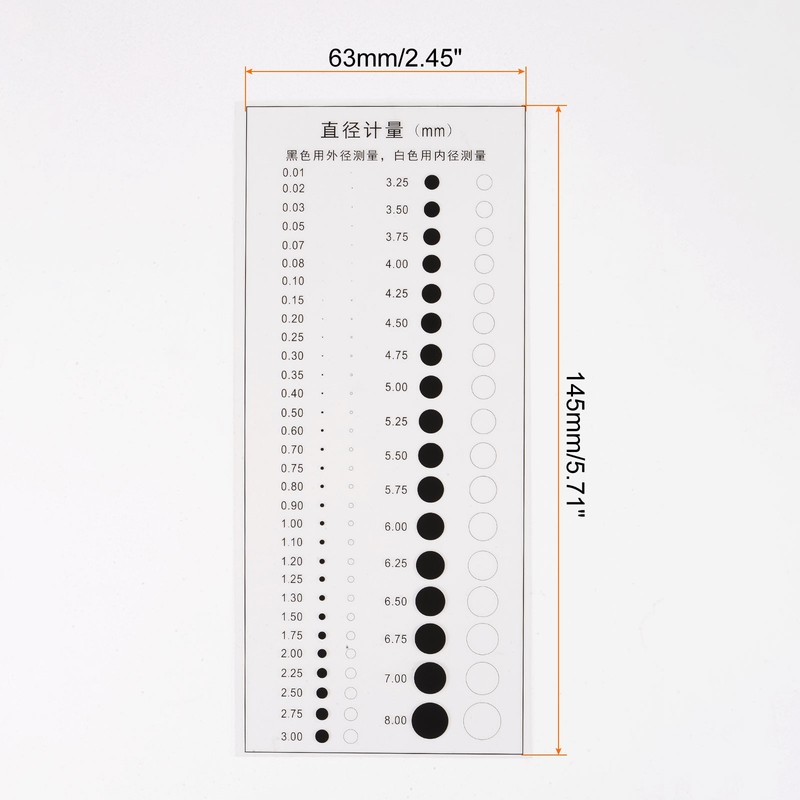 Transparency SEC Size Estimation Chart 145x63mm Diameter gallery