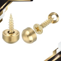 16Sets Brass Decorative Screws with Caps 9mm Mirror Screws Cover Gold