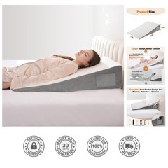 34″ Wedge Pillow with Side Pockets, Perfect for Snoring & Acid Reflux Relief