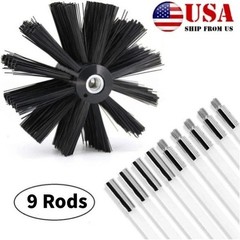 Dryer Vent Cleaning Kit Flexible Remove Chimney Lint Dust Debris Brush Head 9Pcs