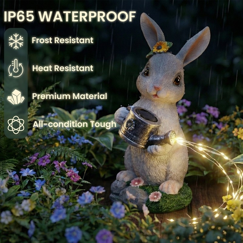 Unique Solar-Powered Rabbit Figurine - Ideal Easter Gift & Garden Decoration gallery