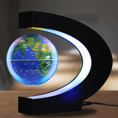 Magnetic Levitation Floating World Map Globe with C Shape Base, Floating Glob…