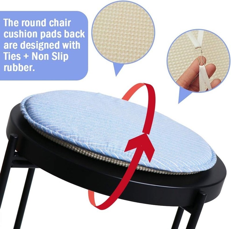 Round Stool Chair Cushions for Kitchen Dining Seat Pads with Ties 4 Pack Non ... gallery