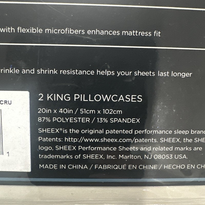 SHEEX Original Performance Fabric Pillowcases King Size Set Of 2 20”x 40” gallery
