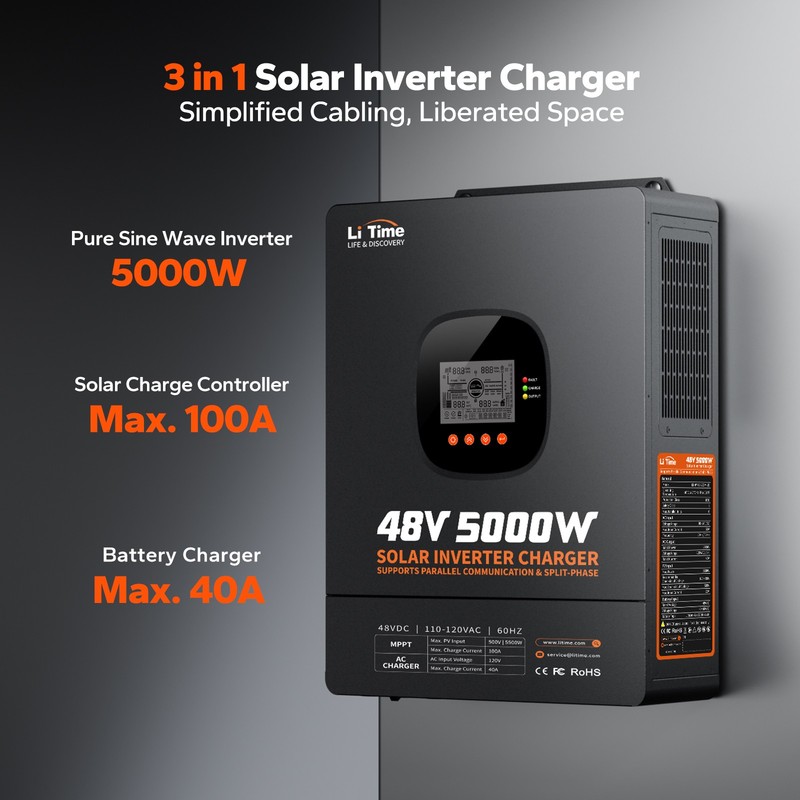 Refurbished LiTime 48V 5kW Split Phase All In One Solar Inverter Charger forHome gallery