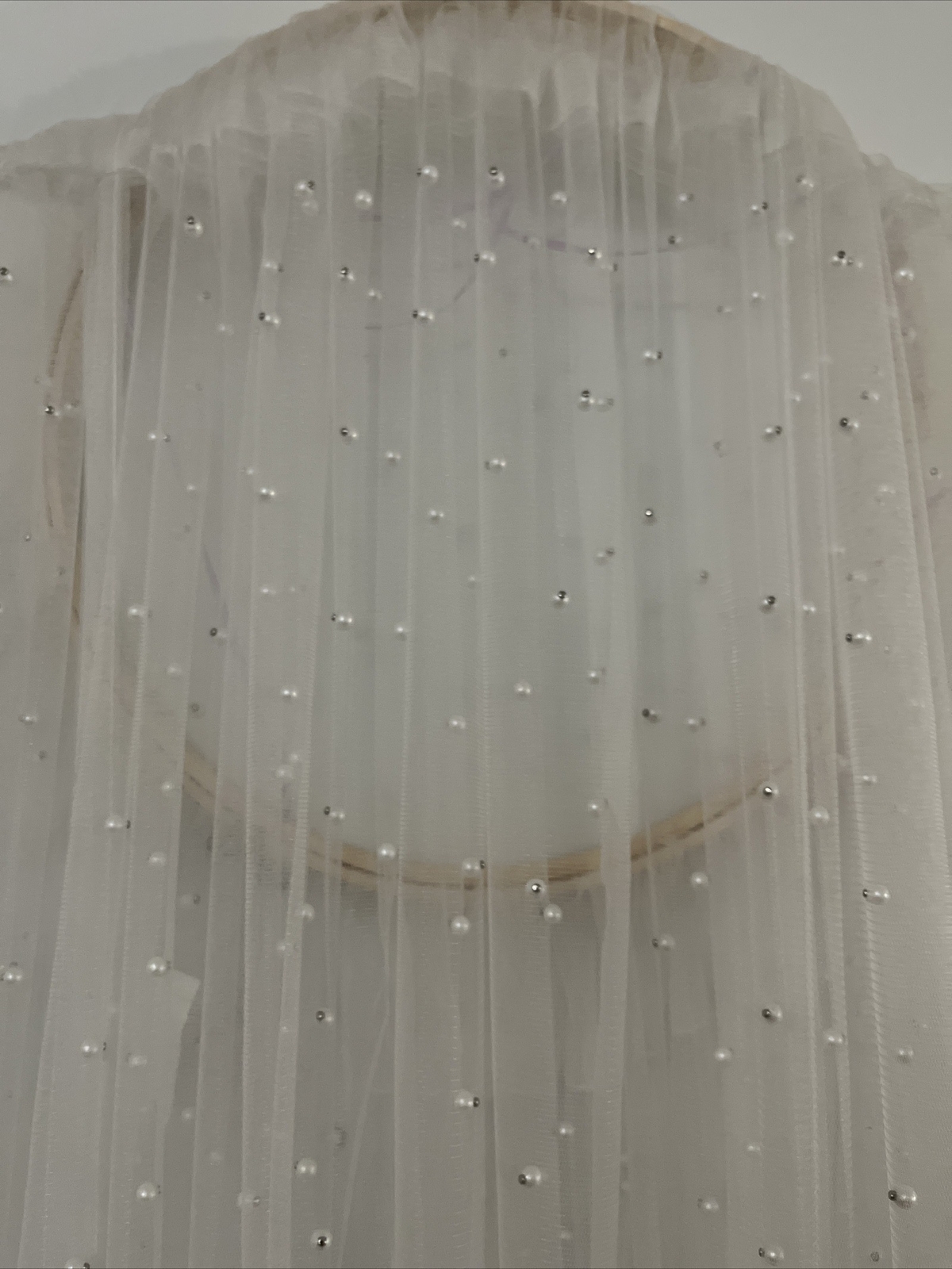 Sheer Pearl Beaded Canopy Netting White 4 Panels Polyester 12x84” RN#59827 gallery