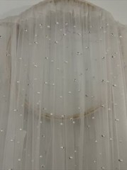 Sheer Pearl Beaded Canopy Netting White 4 Panels Polyester 12×84” RN#59827