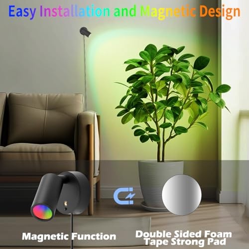 Spot Light with Remote Control Indoor, RGBW Color Changing Wall Light, Black gallery