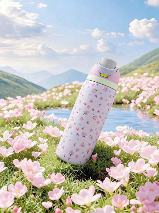Owala Light Pink Cherry Blossom Pattern Capacity Stainless Steel 32oz gallery