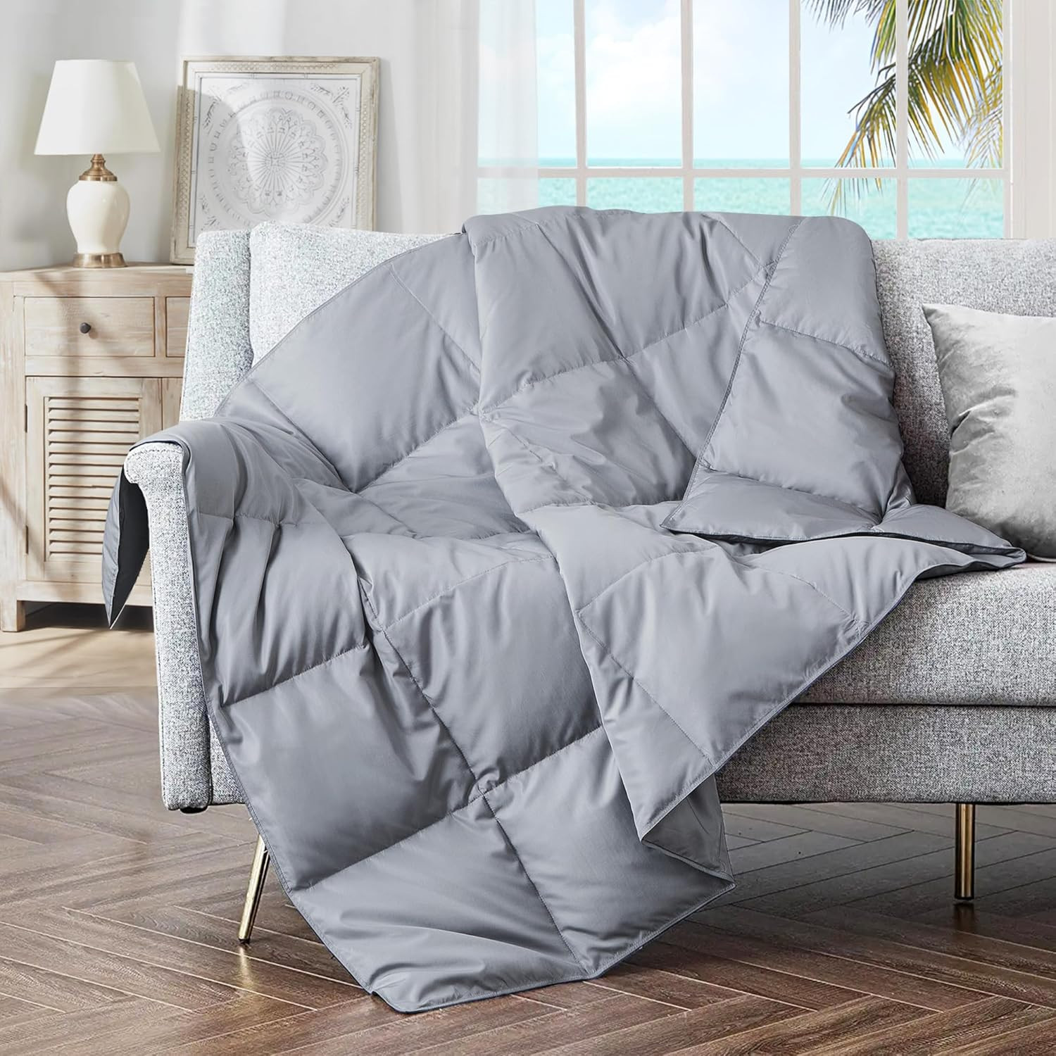 ® Soft Feather down Throw Blanket Lightweight Packable Couch Throw for Indoor an gallery