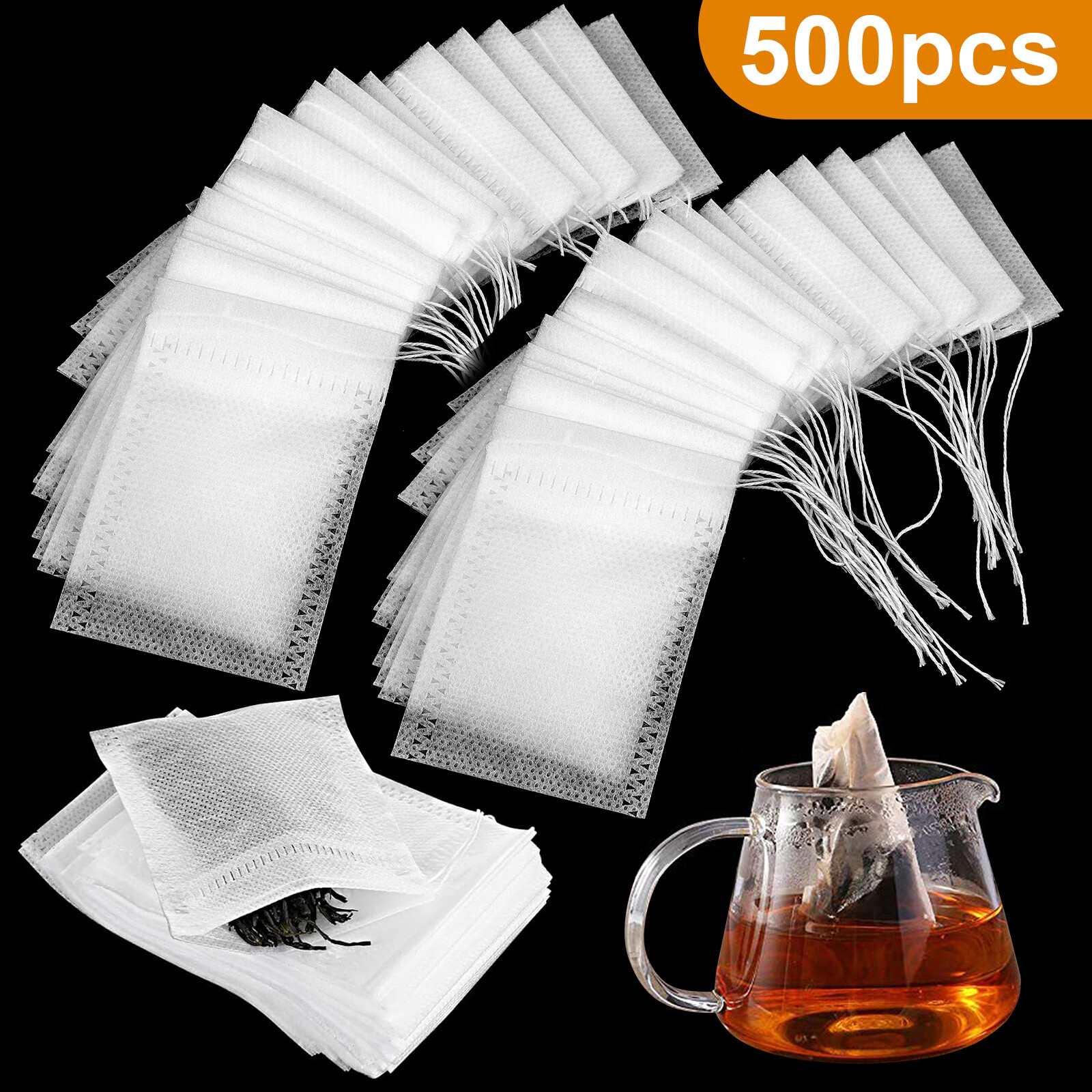 500pcs Disposable Empty Tea Bag Drawstring Seal Teabags Loose Leaf Tea Filters gallery
