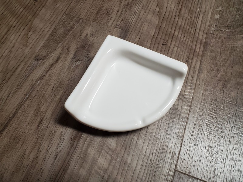 Ceramic Glossy White 5.5" Reversible Corner Shower Shelf gallery
