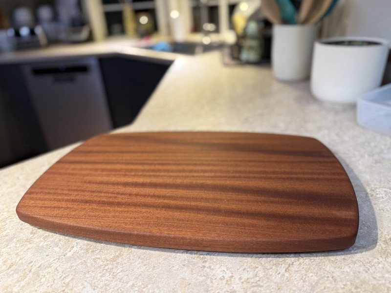 Handmade Medium Brown Wood Rectangular Cutting Board With Feet gallery