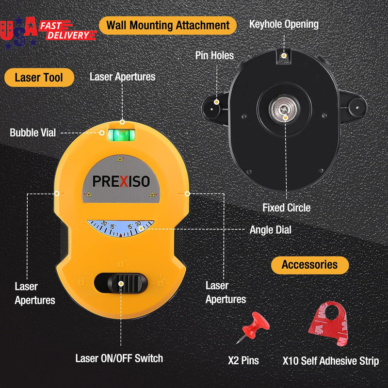 Multi Surface Laser Level LED Light Vial, 30Ft Horizontal & Vertical Line Laser gallery