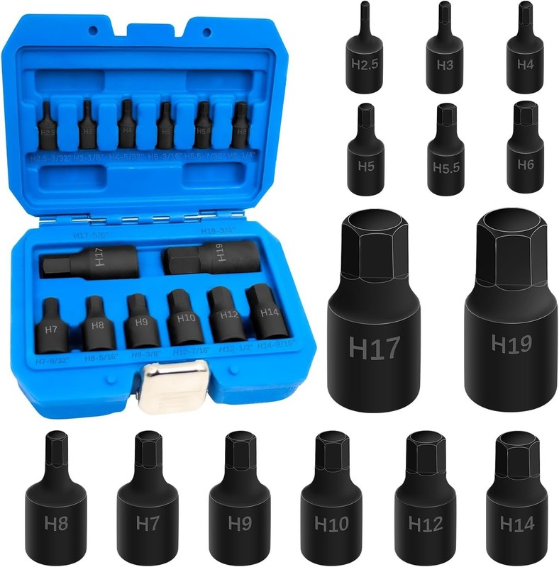 14Pcs Impact Grade Allen Bit Socket Set, Metric Hex Drive 1/4-Inch, 3/8-Inch,... gallery
