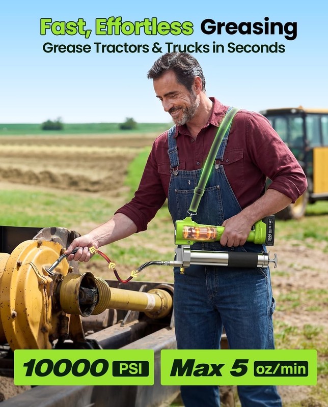 TaskStar Grease Gun Kit (Cordless, Electric, 2 Batteries, 40" Hose & LED Light) gallery