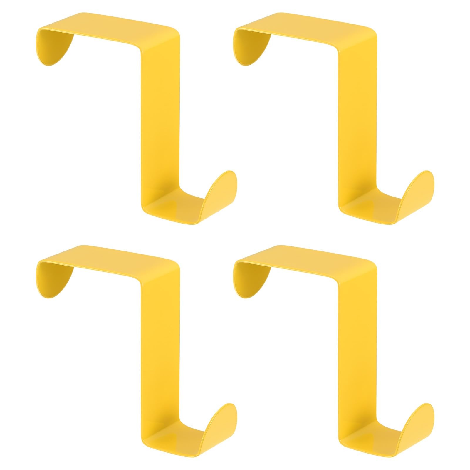 uxcell Over The Door Hooks, 4pcs - Stainless Steel Hangers Yellow gallery