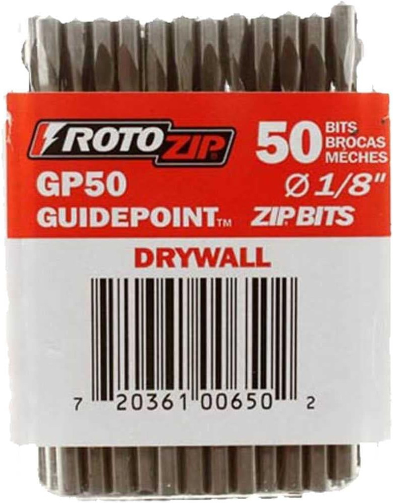 Rotozip GP50 1/8-Inch Drywall Guidepoint Cutting Bits (50-Pack), Cutting Drywall gallery
